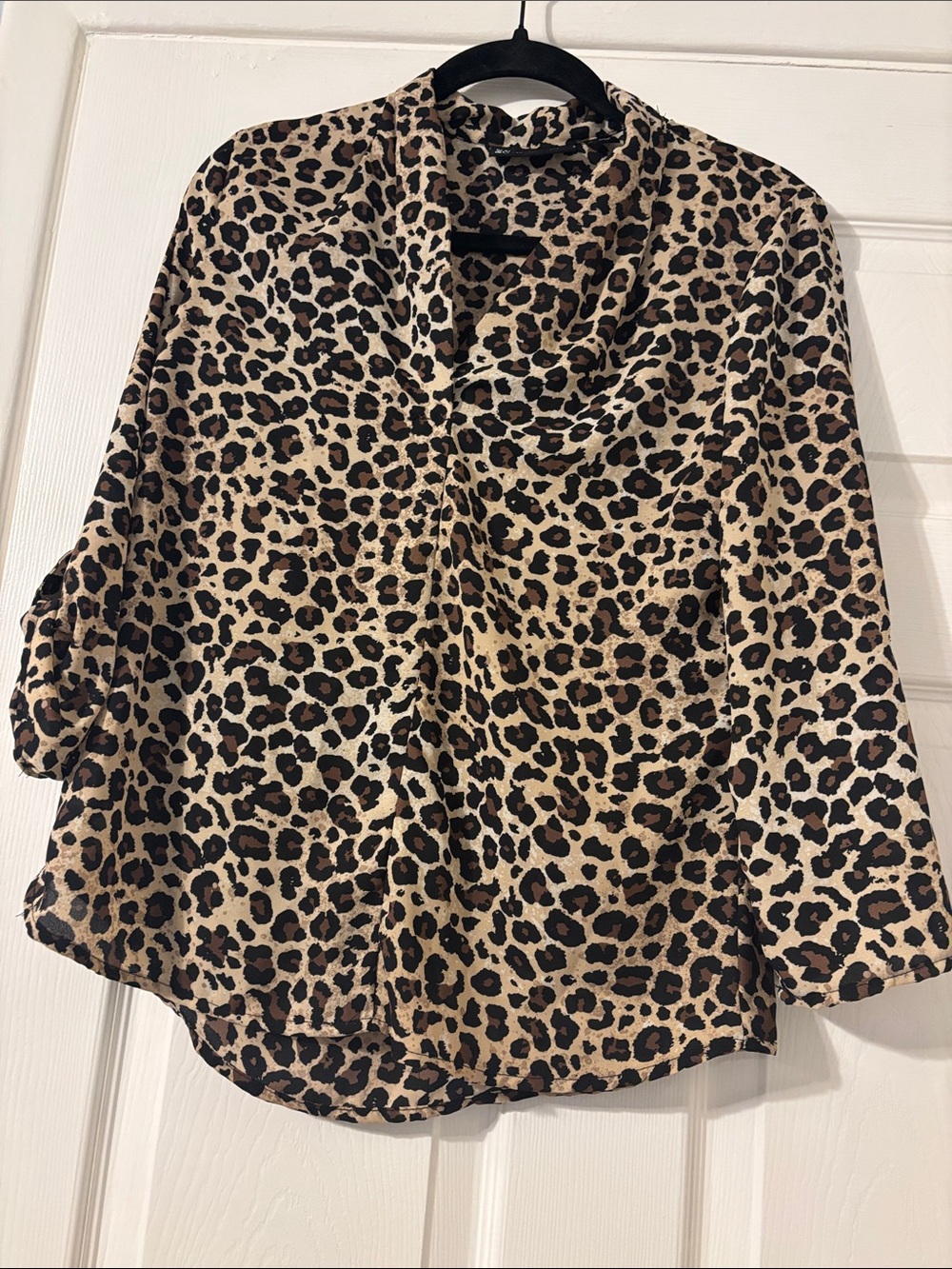 New York & Company Leopard Print Blouse - Tan, Black, Brown
